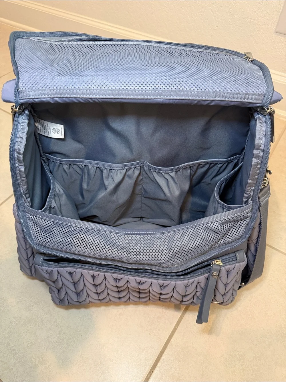 Happbrand - Levy Backpack Ash Blue Quilted Diaper Bag